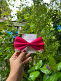 Dark Pink Satin pearl Bow