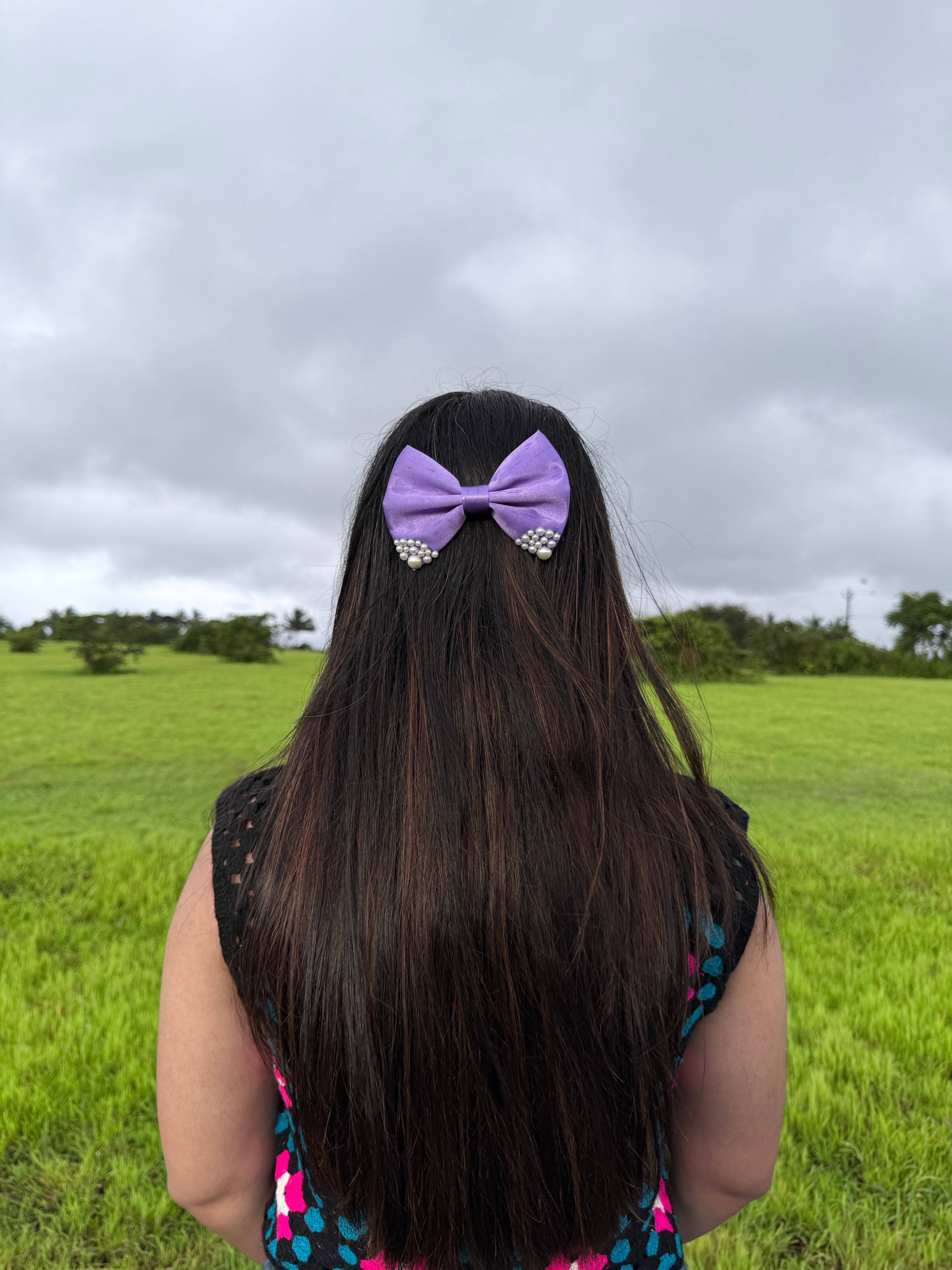 Satin Classic Pearl Bow